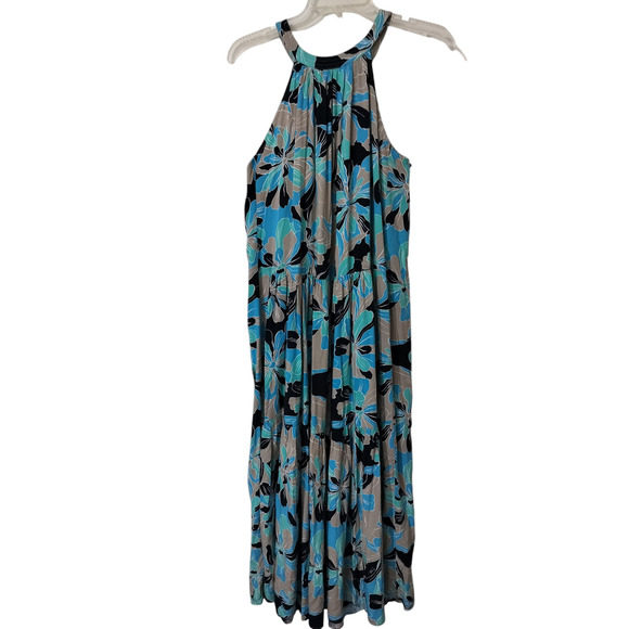 3629) Tommy Hilfiger Floral Halter Maxi Dress Oasis Combo Size XS - Picture 2 of 9